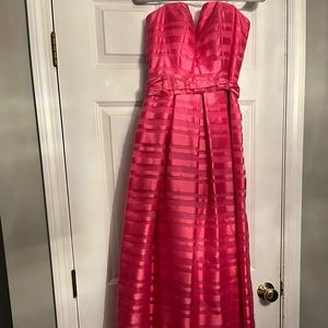 Hot pink stripped long dress